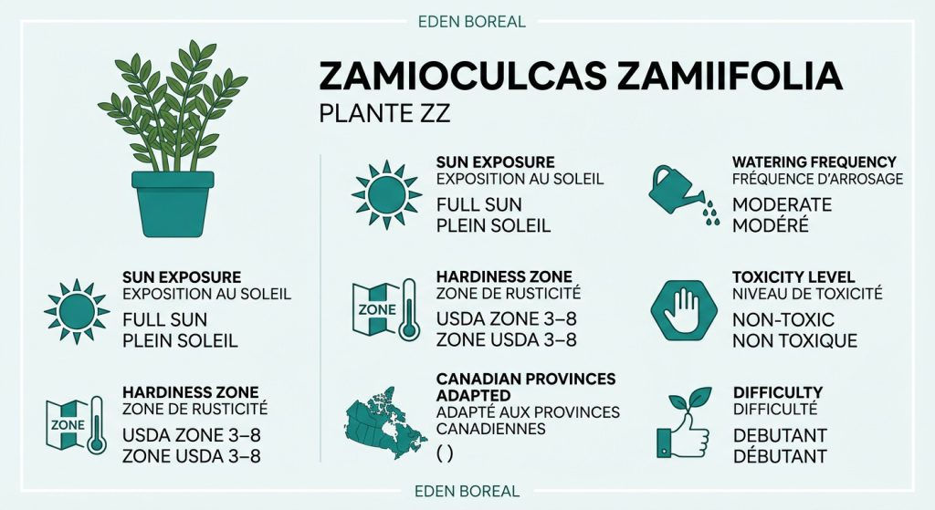 ZZ Plant Care: The Ultimate Low-Maintenance Houseplant Guide — care & hardiness zone infographic