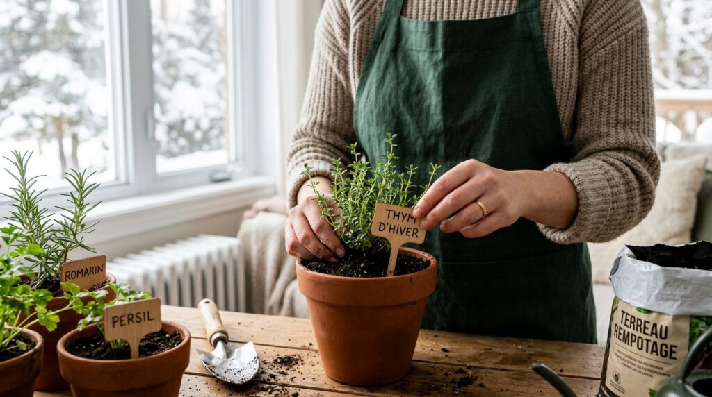 Cultiver des herbes aromatiques en hiver au Canada — étape 3, illustration guide pratique
