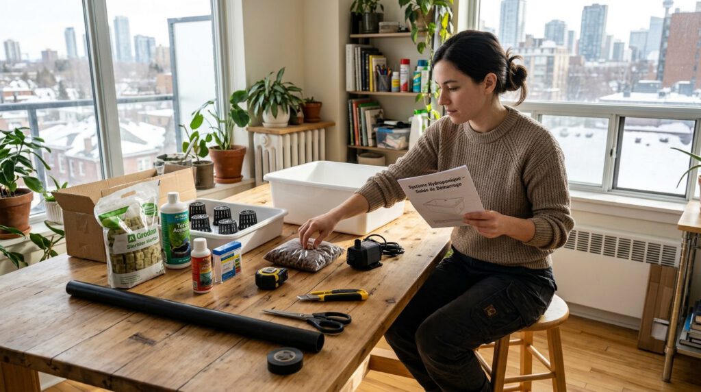Installer son système d'hydroponie en appartement au Canada — étape 1, illustration guide pratique