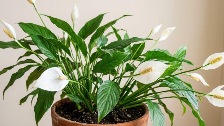 Peace Lily Care: Complete Guide to Growing Spathiphyllum - foliage and plant health, botanical portrait