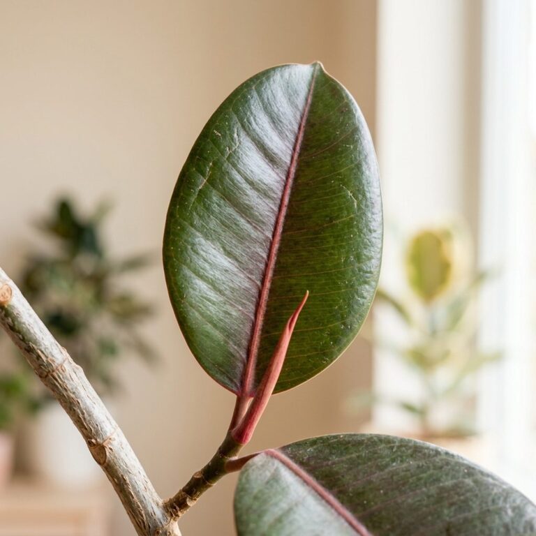 Rubber Plant Care: Growing Ficus Elastica Indoors — botanical close-up, details and varieties