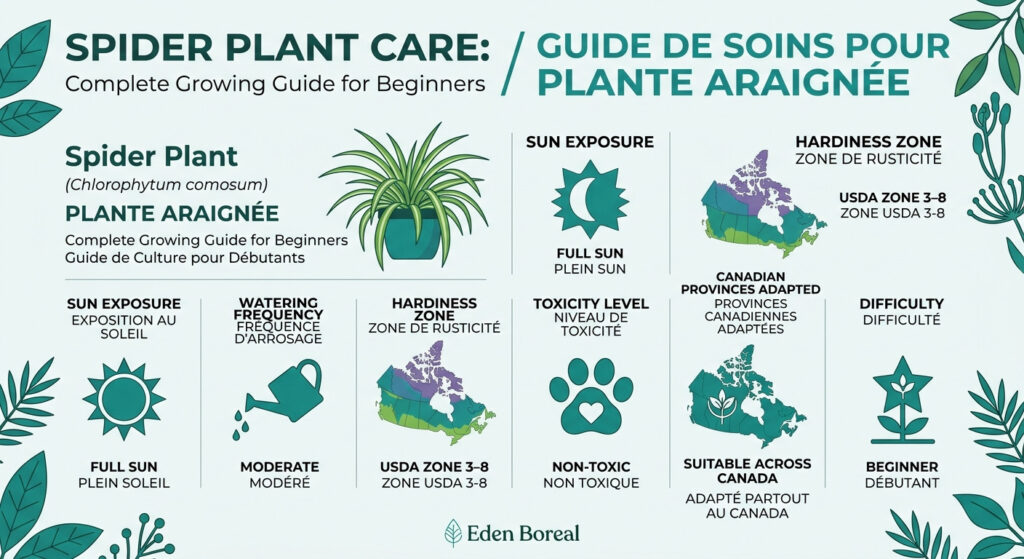 Spider Plant Care: Complete Growing Guide for Beginners - care & hardiness zone infographic