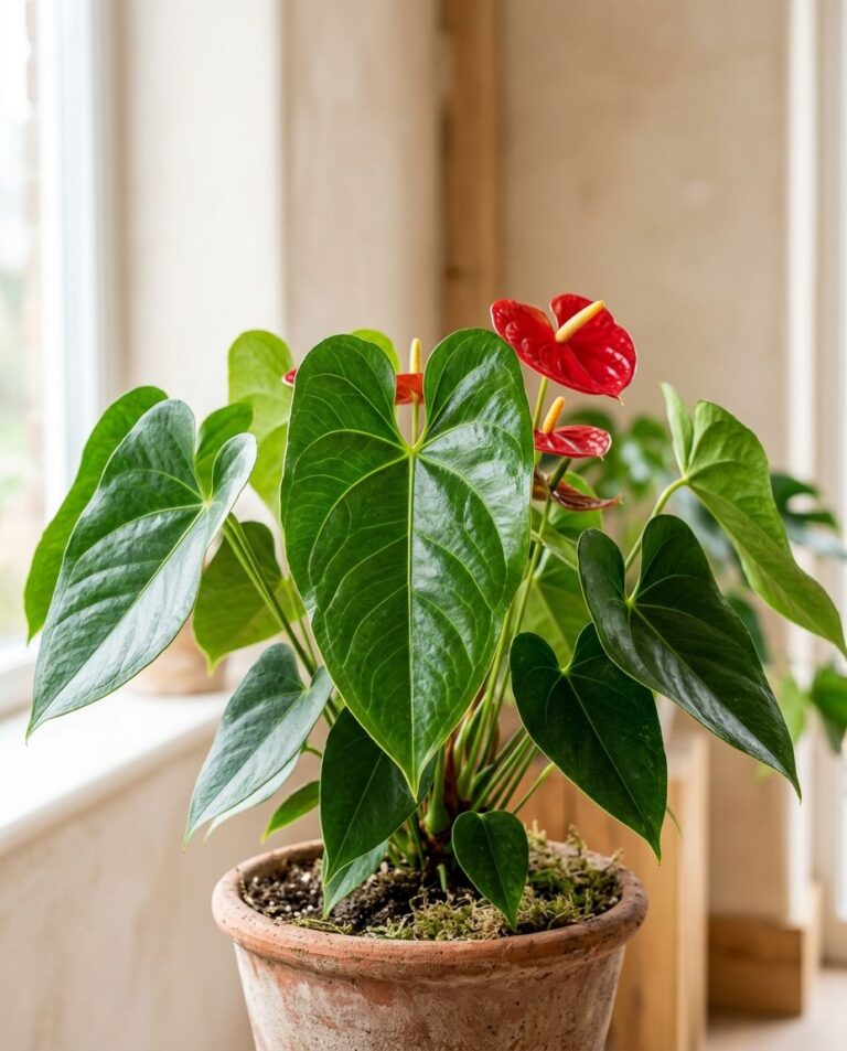 Anthurium Care: Light, Watering, and Bloom Maintenance — foliage and plant health, botanical portrait
