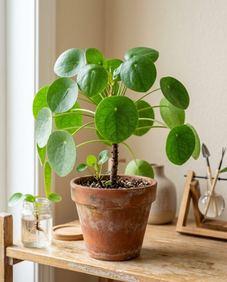 Pilea Peperomioides : Care and Propagation Guide — foliage and plant health, botanical portrait